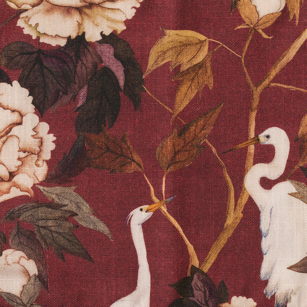 Mantel Flores y aves Granate